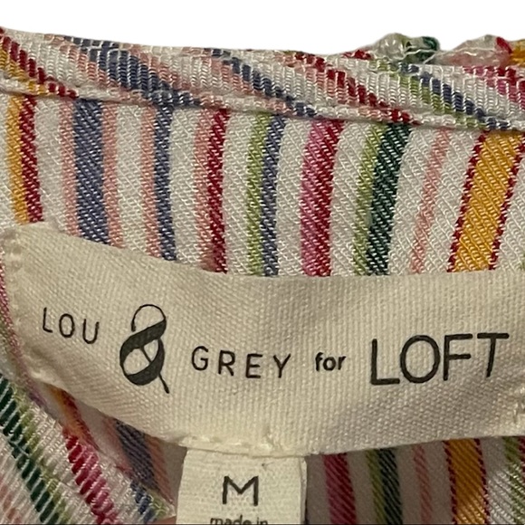 Lou & Gray Rainbow Striped Tie Waist Jumpsuit size medium Preowned - Picture 4 of 8